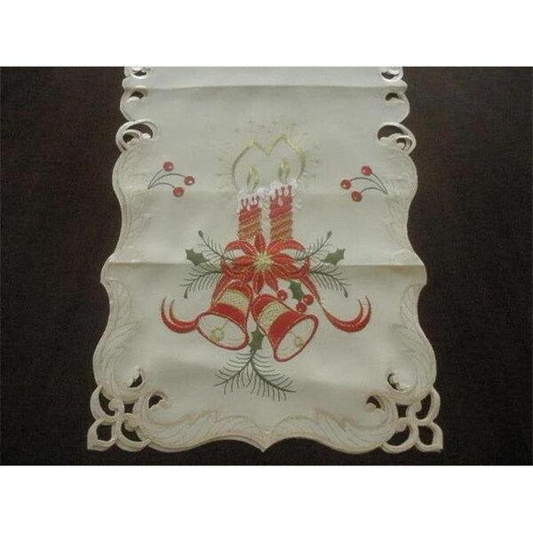 Tapestry Trading FQ31875-1436 14 x 36 in. Embroidered Christmas Candles Cutwork Table Runner FQ31875/1436 - main
